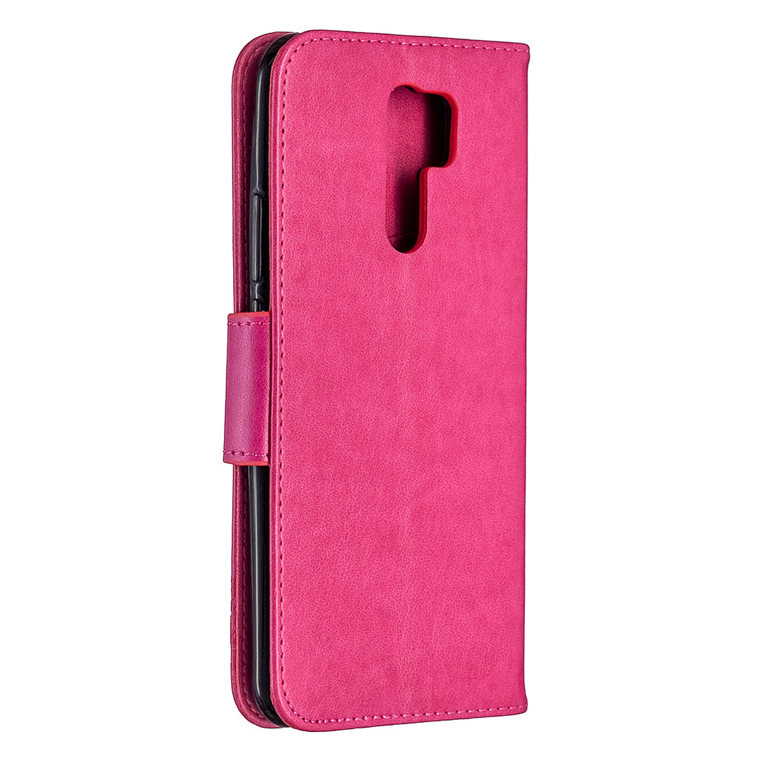 Imprint Butterflies Wallet Stand Flip Leather Phone Shell for Xiaomi Redmi 9