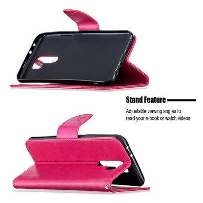Imprint Butterflies Wallet Stand Flip Leather Phone Shell for Xiaomi Redmi 9