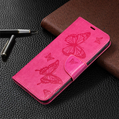 Imprint Butterflies Wallet Stand Flip Leather Phone Shell for Xiaomi Redmi 9
