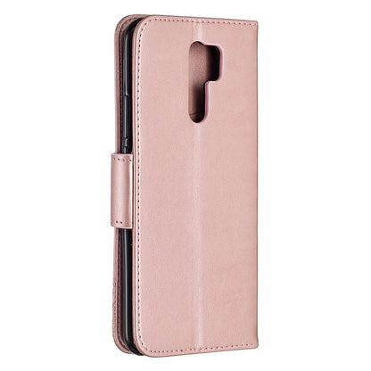 Imprint Butterflies Wallet Stand Flip Leather Phone Shell for Xiaomi Redmi 9