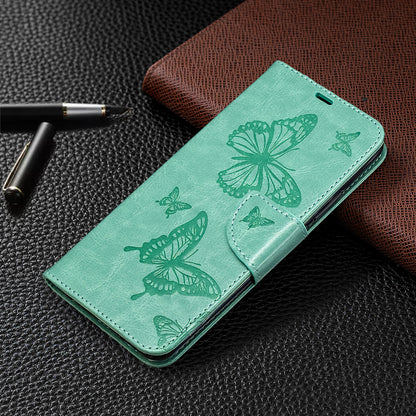 Imprint Butterflies Wallet Stand Flip Leather Phone Shell for Xiaomi Redmi 9