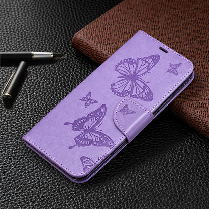 Imprint Butterflies Wallet Stand Flip Leather Phone Shell for Xiaomi Redmi 9
