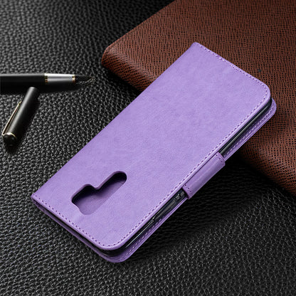 Imprint Butterflies Wallet Stand Flip Leather Phone Shell for Xiaomi Redmi 9