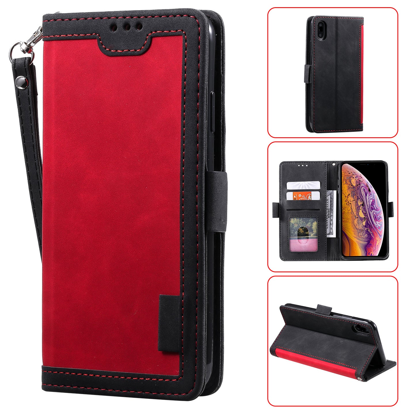 Rerto Splicing Leather Cover with Wallet for Xiaomi Redmi 9A