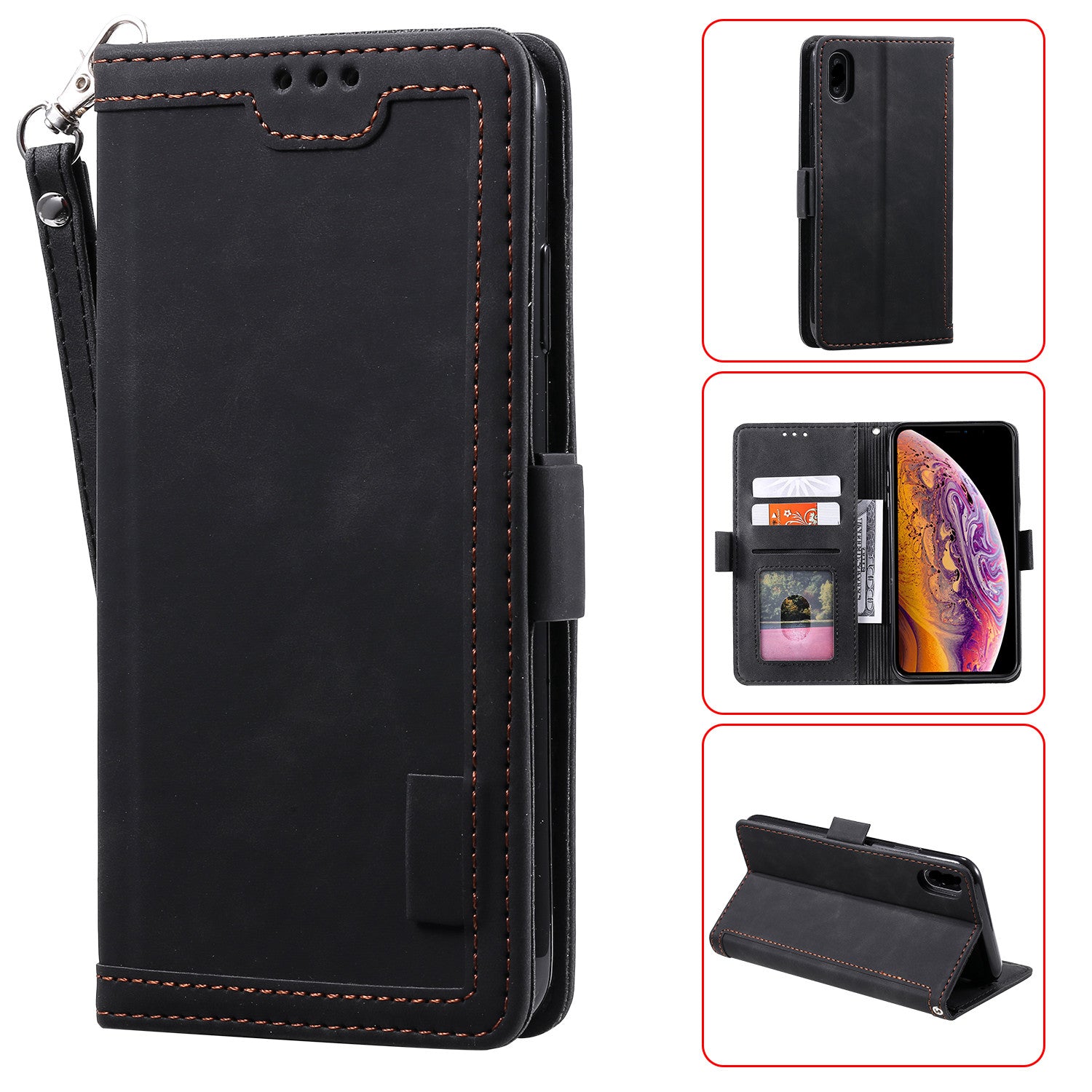 Rerto Splicing Leather Cover with Wallet for Xiaomi Redmi 9A