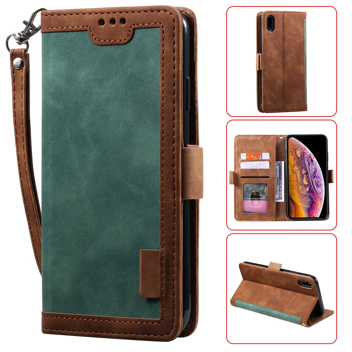 Rerto Splicing Leather Cover with Wallet for Xiaomi Redmi 9A