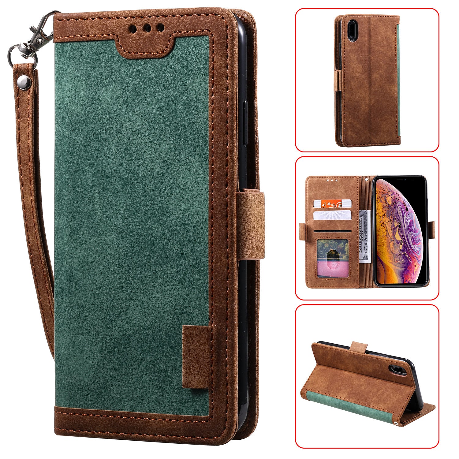 Rerto Splicing Leather Cover with Wallet for Xiaomi Redmi 9A