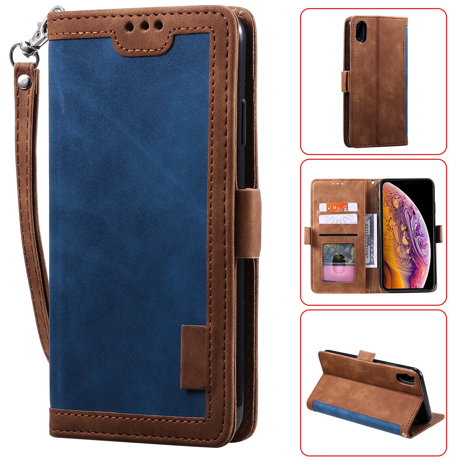Rerto Splicing Leather Cover with Wallet for Xiaomi Redmi 9A