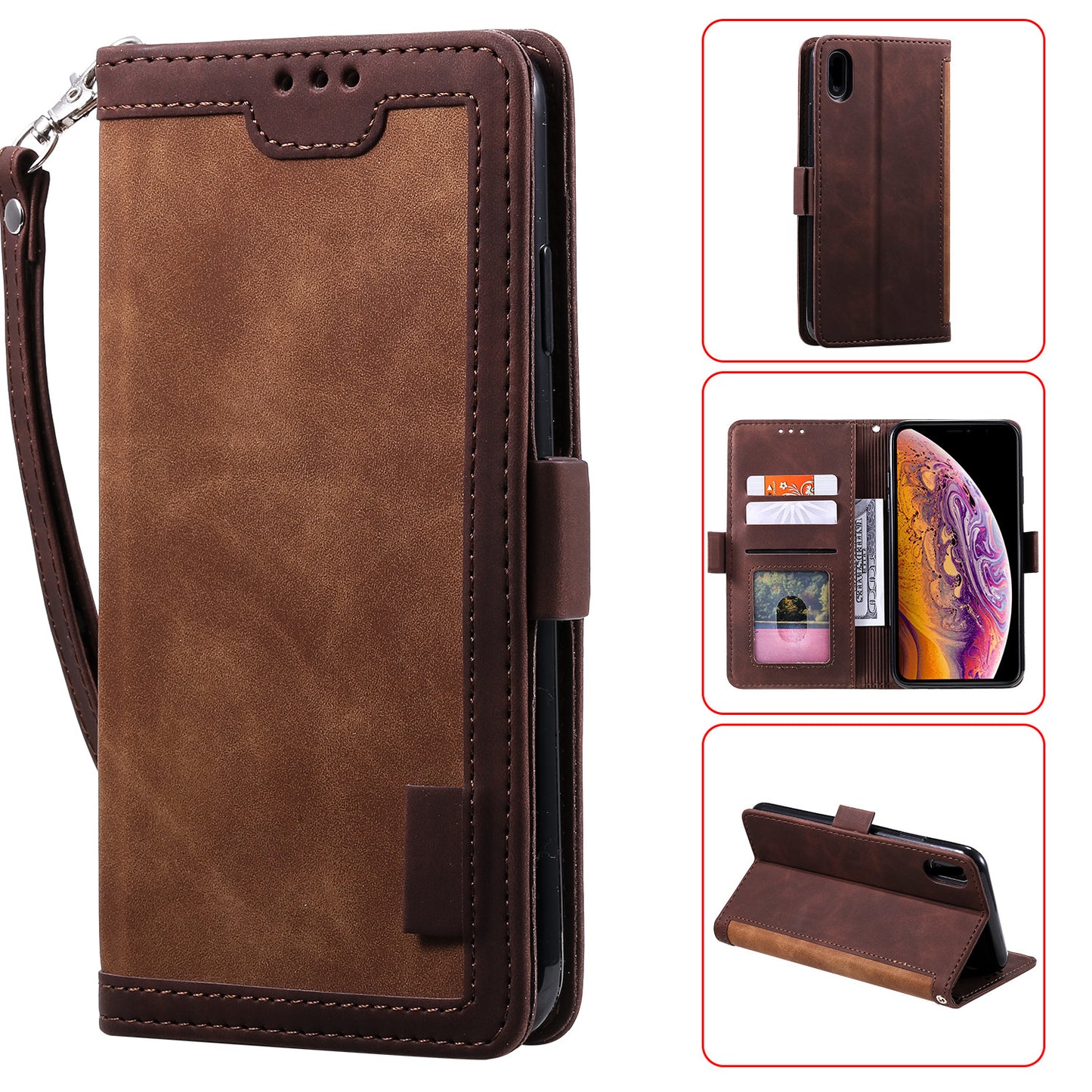 Rerto Splicing Leather Cover with Wallet for Xiaomi Redmi 9A