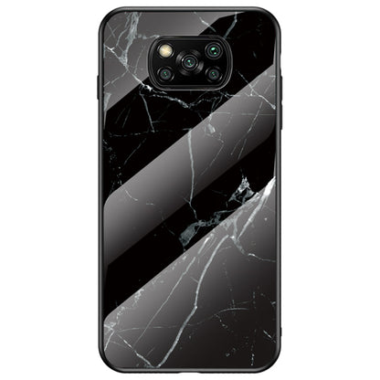 For Xiaomi Poco X3/Poco X3 Pro/Poco X3 NFC Marble Pattern Phone Case Tempered Glass+PC Back + TPU Bumper Combo Cover