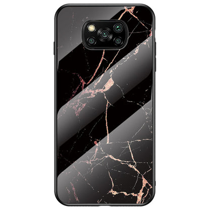 For Xiaomi Poco X3/Poco X3 Pro/Poco X3 NFC Marble Pattern Phone Case Tempered Glass+PC Back + TPU Bumper Combo Cover