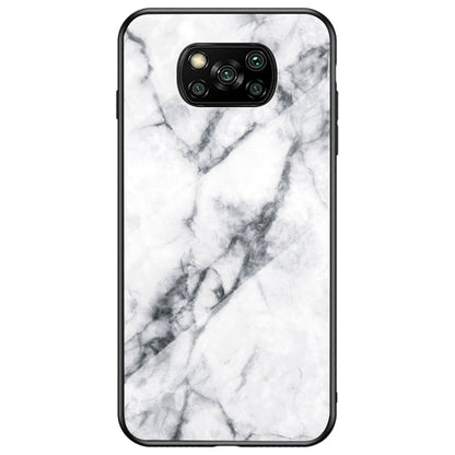 For Xiaomi Poco X3/Poco X3 Pro/Poco X3 NFC Marble Pattern Phone Case Tempered Glass+PC Back + TPU Bumper Combo Cover