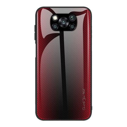 Carbon Fiber Texture Glass Back + TPU Combo Case for Xiaomi Poco X3/Poco X3 NFC