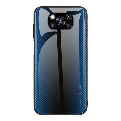 Carbon Fiber Texture Glass Back + TPU Combo Case for Xiaomi Poco X3/Poco X3 NFC