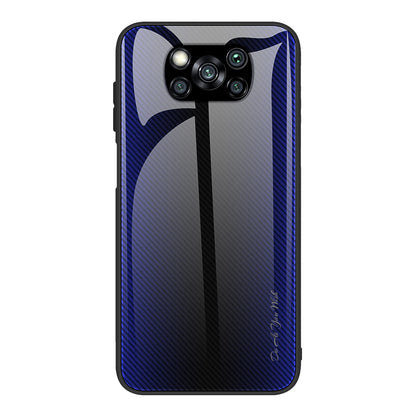 Carbon Fiber Texture Glass Back + TPU Combo Case for Xiaomi Poco X3/Poco X3 NFC