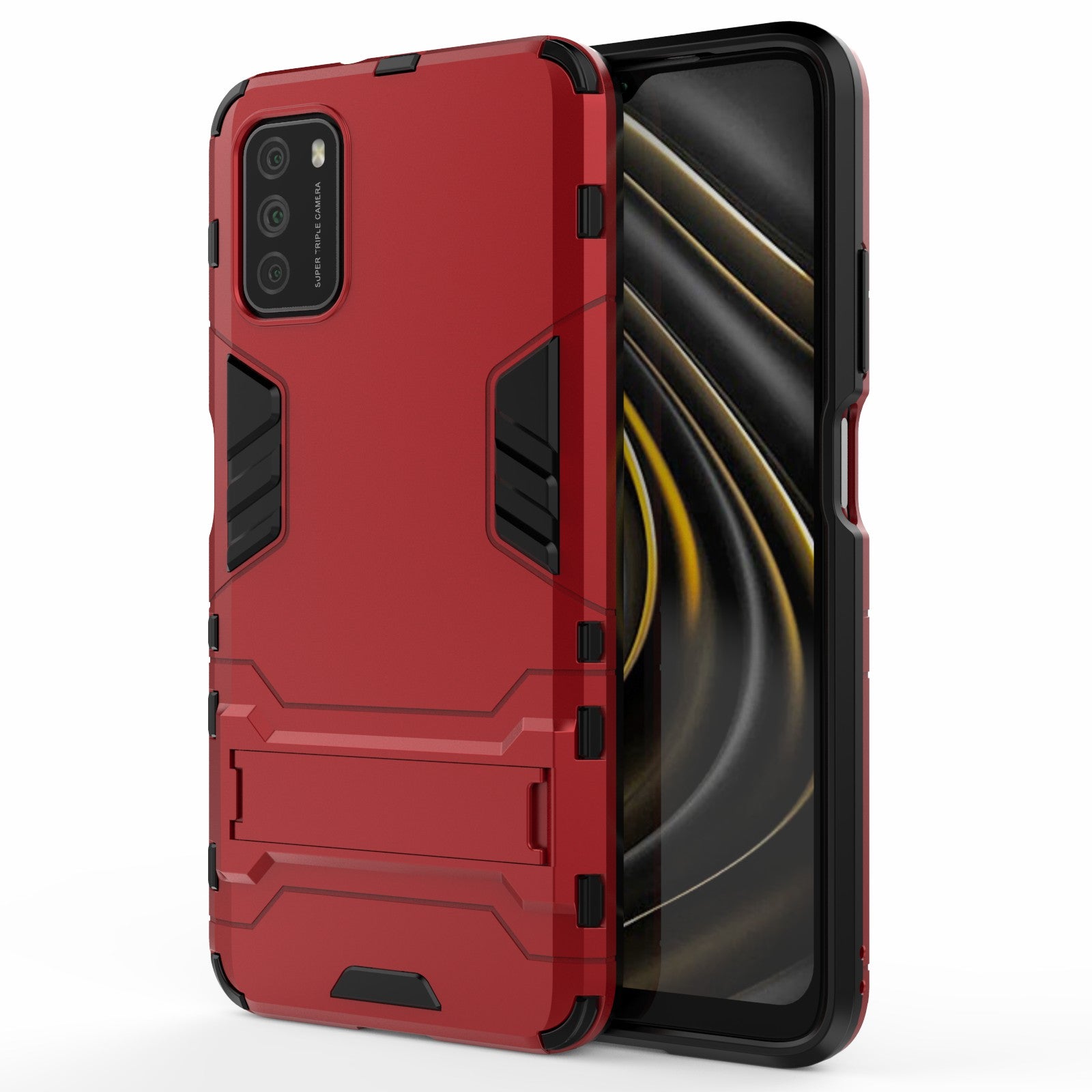 2 in 1 for Xiaomi Poco M3 PC + TPU Hybrid Case Cover with Kickstand