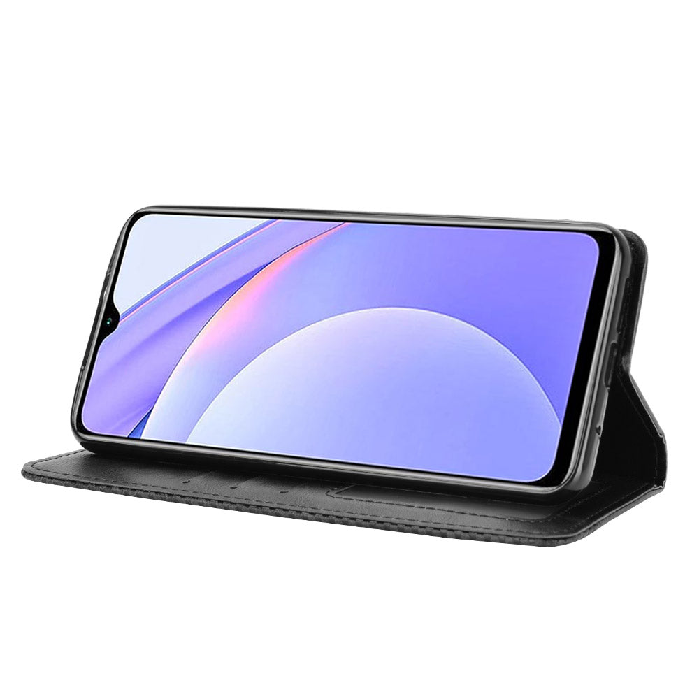 Retro Style Phone Case for Xiaomi Redmi Note 9 4G/9 Power/Redmi 9T Magnetic PU Leather Cover with Wallet Stand