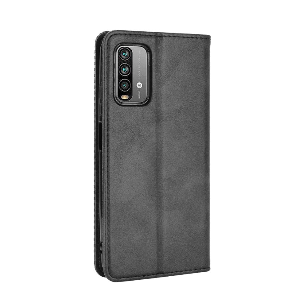 Retro Style Phone Case for Xiaomi Redmi Note 9 4G/9 Power/Redmi 9T Magnetic PU Leather Cover with Wallet Stand