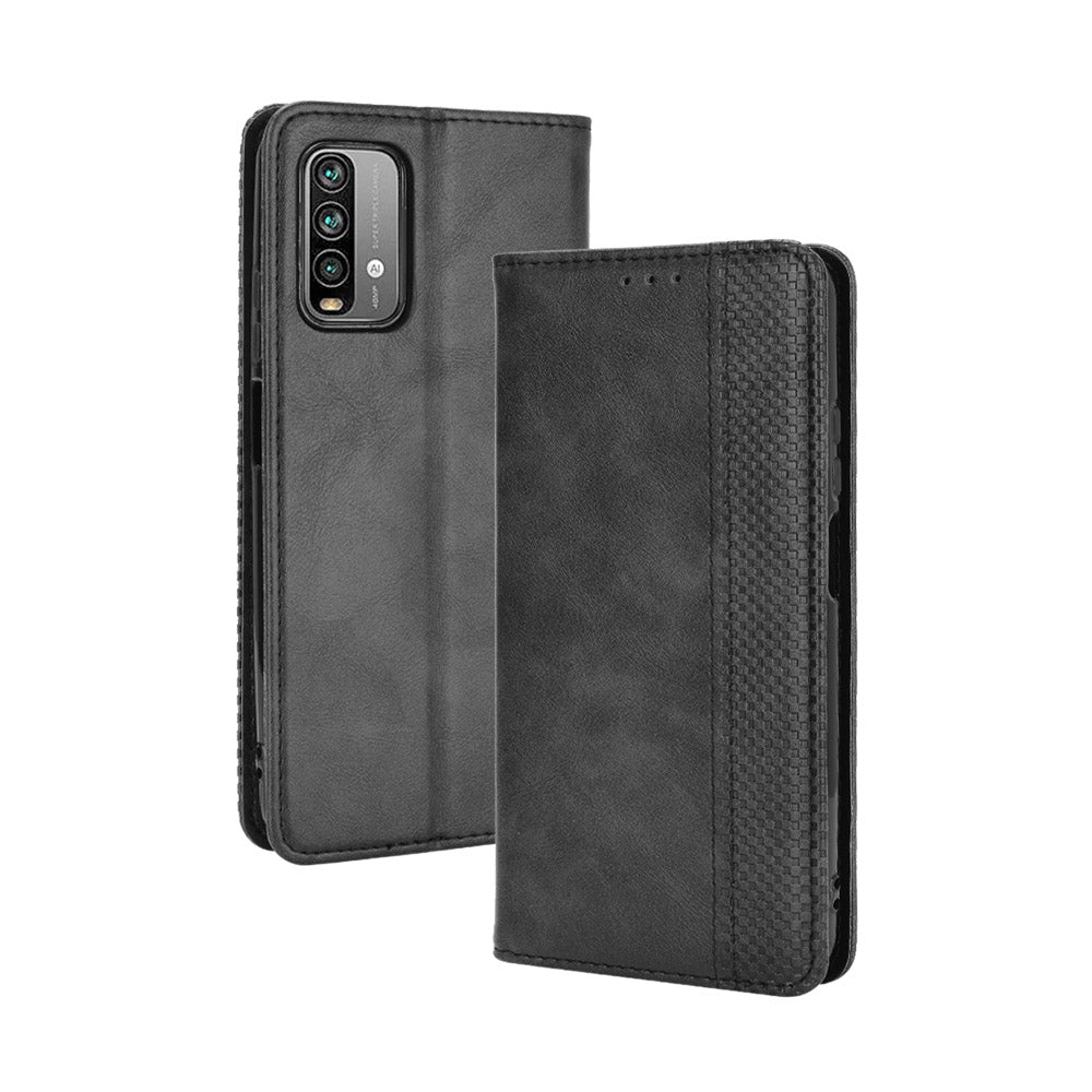 Retro Style Phone Case for Xiaomi Redmi Note 9 4G/9 Power/Redmi 9T Magnetic PU Leather Cover with Wallet Stand