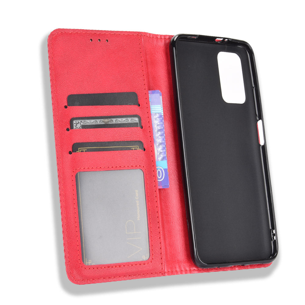 Retro Style Phone Case for Xiaomi Redmi Note 9 4G/9 Power/Redmi 9T Magnetic PU Leather Cover with Wallet Stand