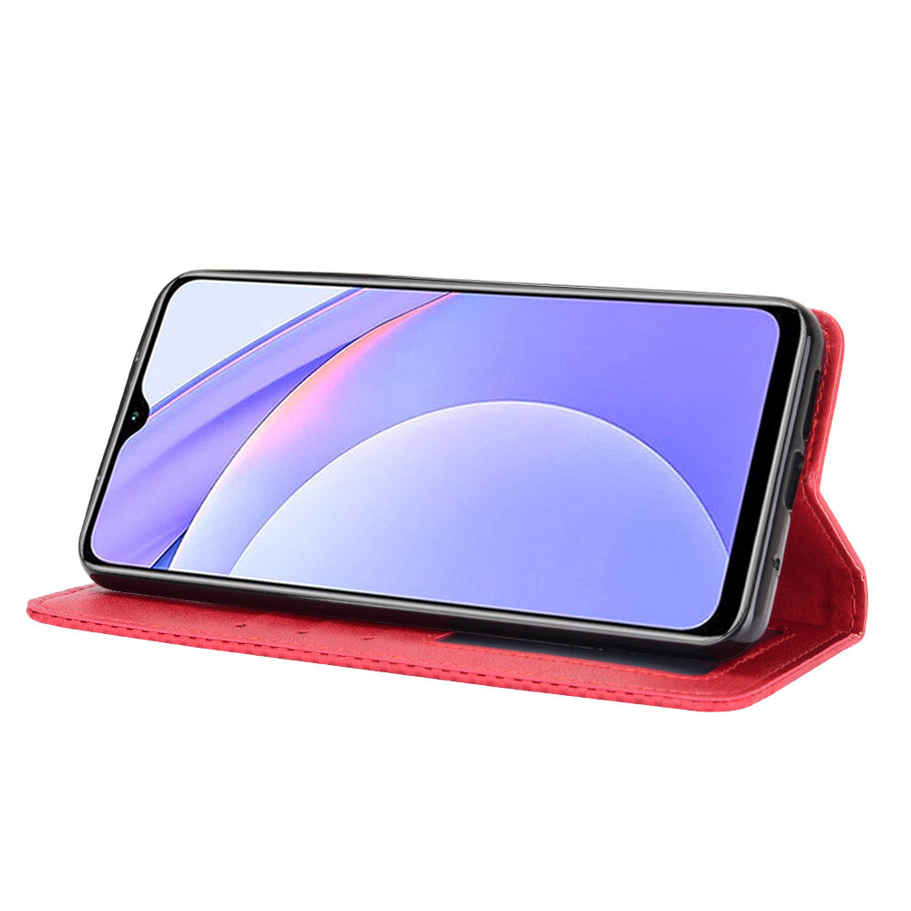 Retro Style Phone Case for Xiaomi Redmi Note 9 4G/9 Power/Redmi 9T Magnetic PU Leather Cover with Wallet Stand
