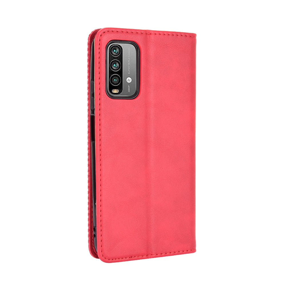 Retro Style Phone Case for Xiaomi Redmi Note 9 4G/9 Power/Redmi 9T Magnetic PU Leather Cover with Wallet Stand