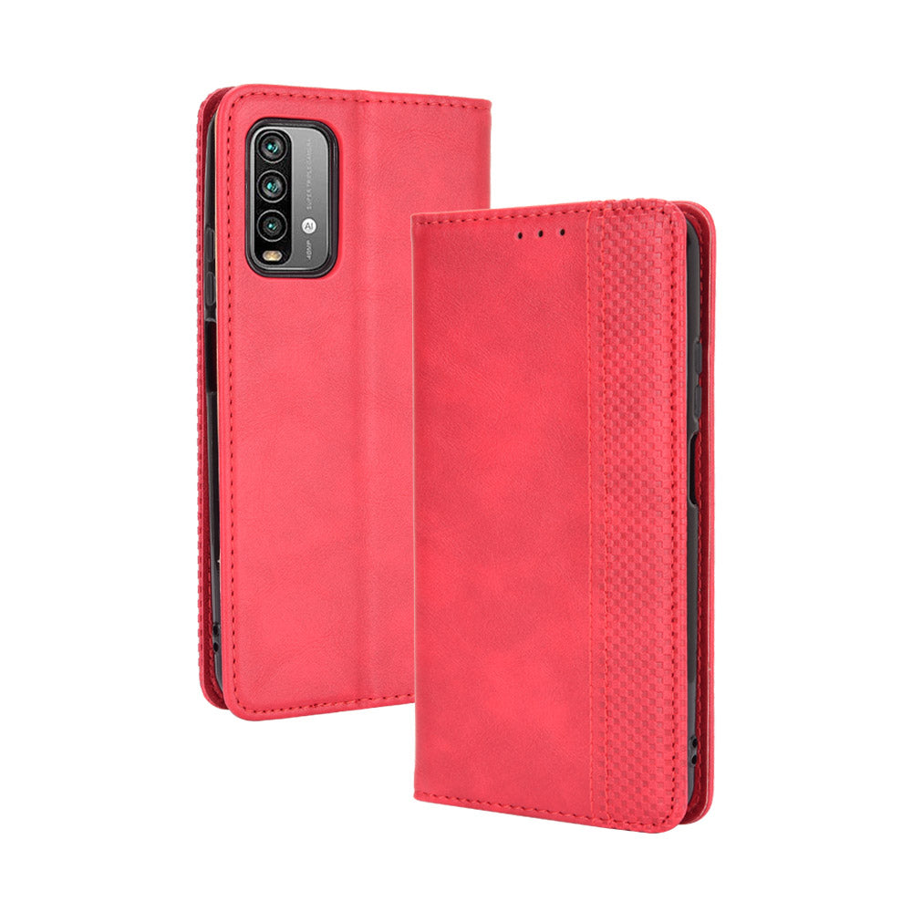 Retro Style Phone Case for Xiaomi Redmi Note 9 4G/9 Power/Redmi 9T Magnetic PU Leather Cover with Wallet Stand