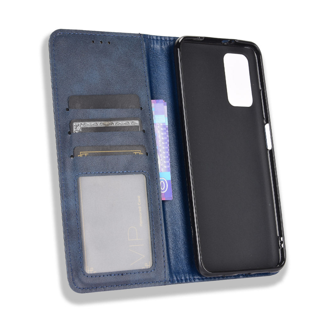 Retro Style Phone Case for Xiaomi Redmi Note 9 4G/9 Power/Redmi 9T Magnetic PU Leather Cover with Wallet Stand