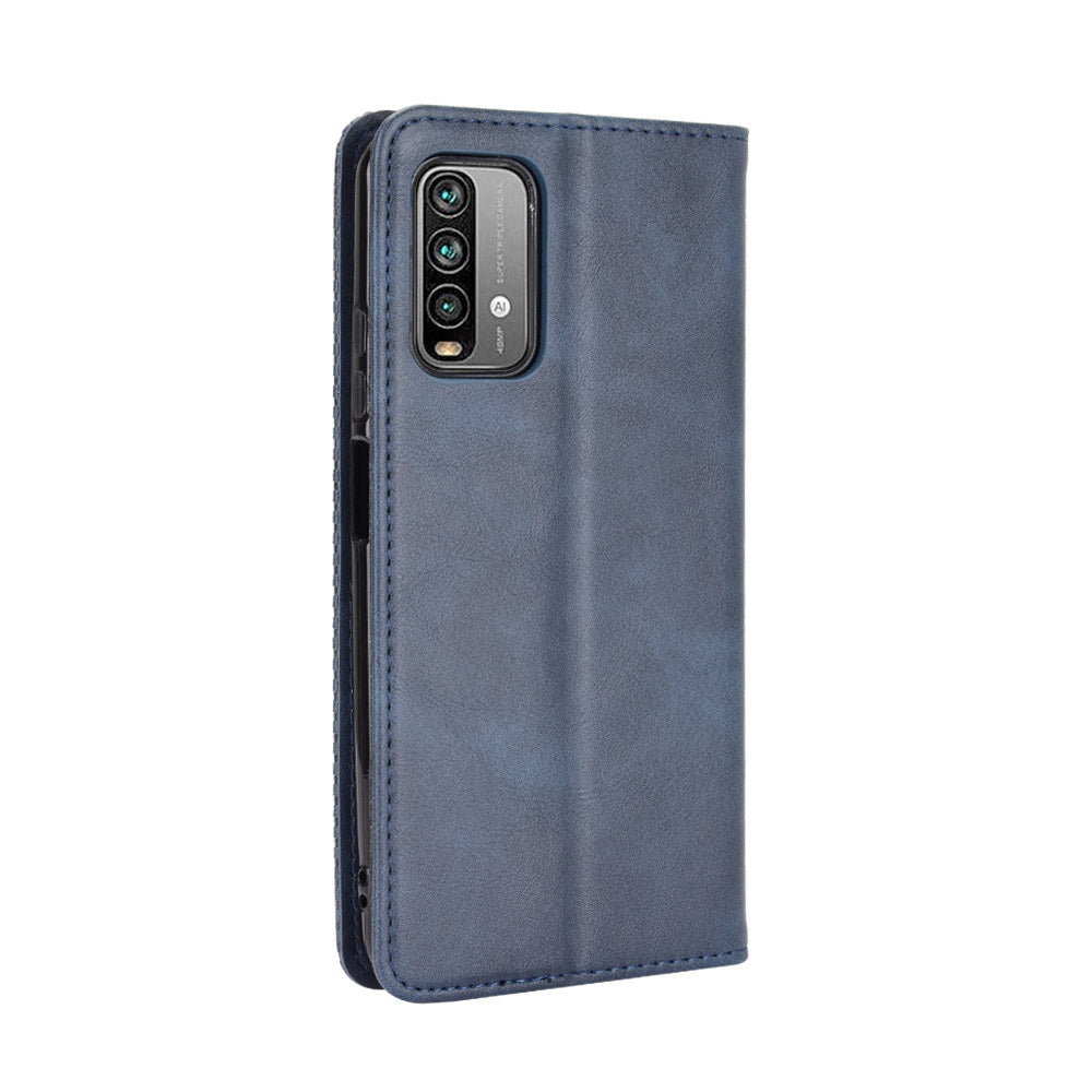 Retro Style Phone Case for Xiaomi Redmi Note 9 4G/9 Power/Redmi 9T Magnetic PU Leather Cover with Wallet Stand