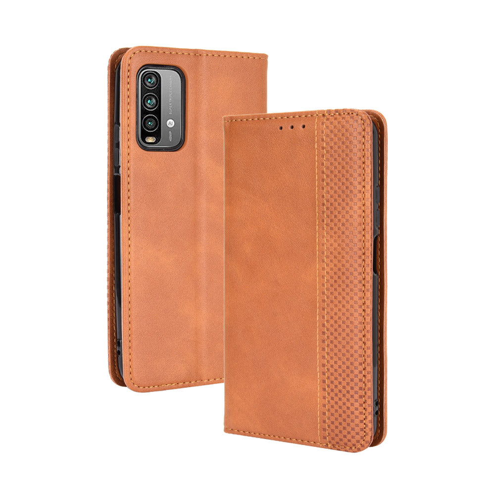 Retro Style Phone Case for Xiaomi Redmi Note 9 4G/9 Power/Redmi 9T Magnetic PU Leather Cover with Wallet Stand