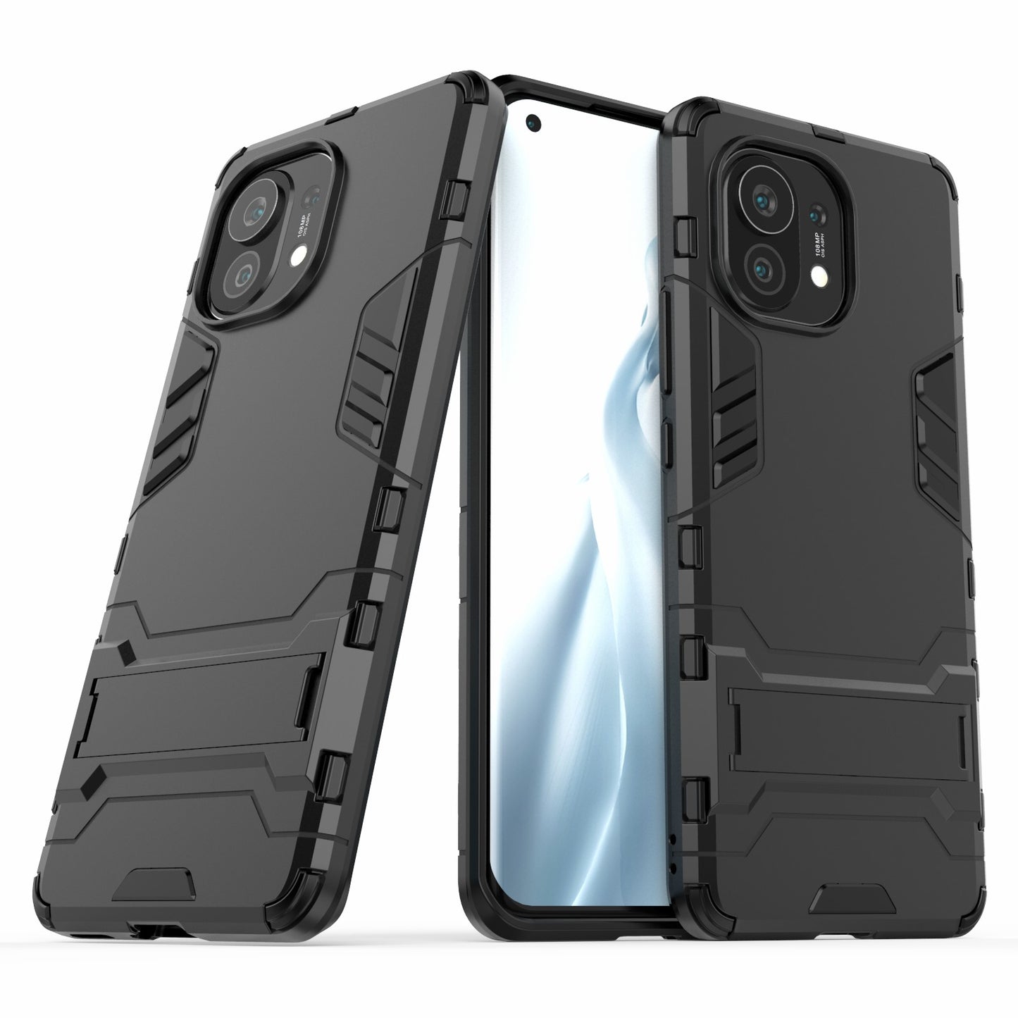 2-in-1 Plastic + TPU Combination Kickstand Hybrid Case Shell for Xiaomi Mi 11