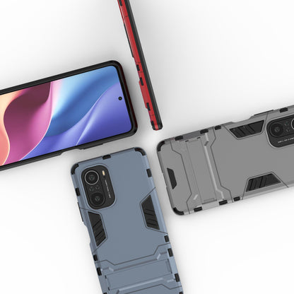 2 in 1 Kickstand Plastic + TPU Hybrid Phone Back Cover Case for Xiaomi Redmi K40/Redmi K40 Pro/Poco F3/Mi 11i