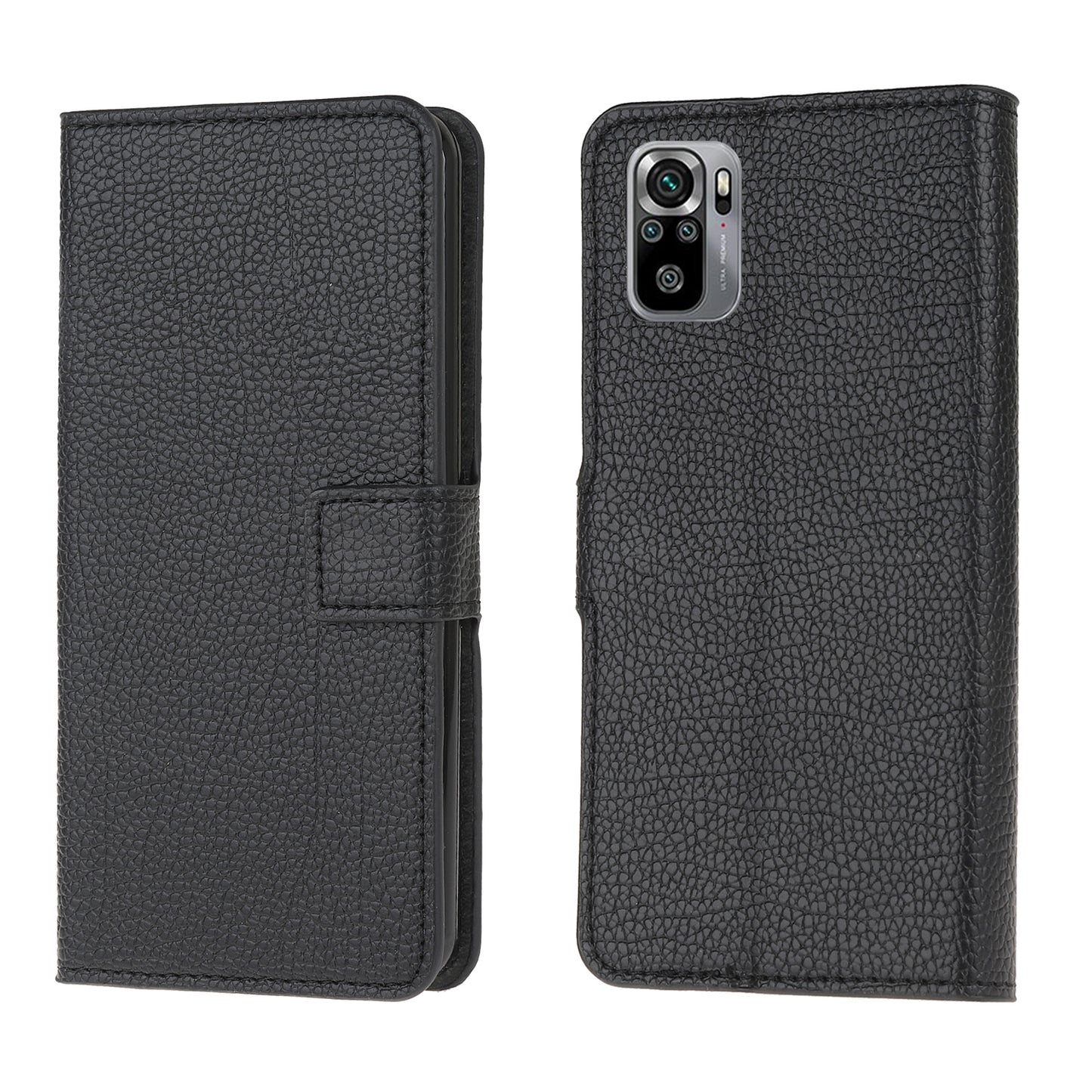 Litchi Texture Wallet Stand Leather Shell Cover for Xiaomi Poco M5s 4G / Redmi Note 10 4G / Note 10S 4G