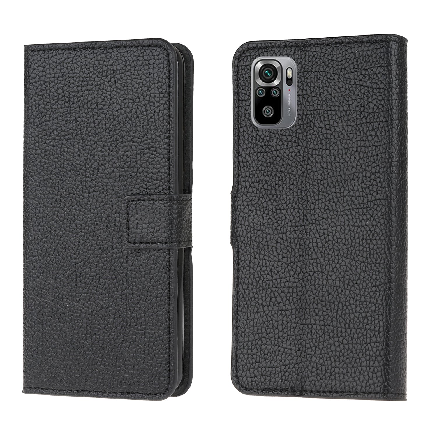 Litchi Texture Wallet Stand Leather Shell Cover for Xiaomi Poco M5s 4G / Redmi Note 10 4G / Note 10S 4G