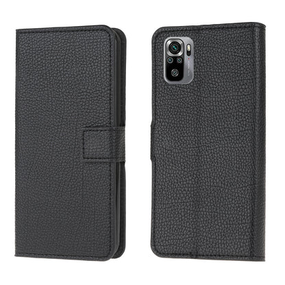 Litchi Texture Wallet Stand Leather Shell Cover for Xiaomi Poco M5s 4G / Redmi Note 10 4G / Note 10S 4G