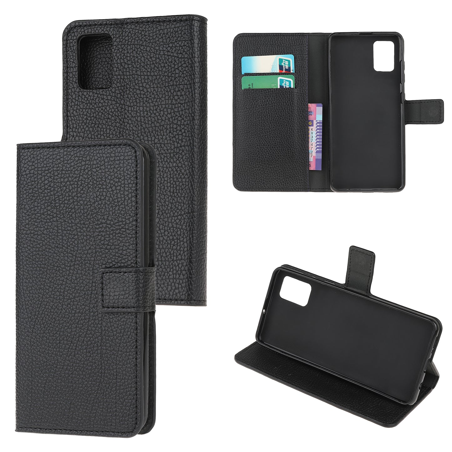 Litchi Texture Wallet Stand Leather Shell Cover for Xiaomi Poco M5s 4G / Redmi Note 10 4G / Note 10S 4G