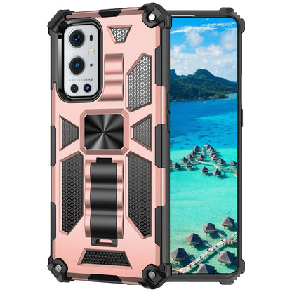 Armor Shockproof Kickstand PC TPU Phone Case with Magnetic Metal Sheet for OnePlus 9 Pro