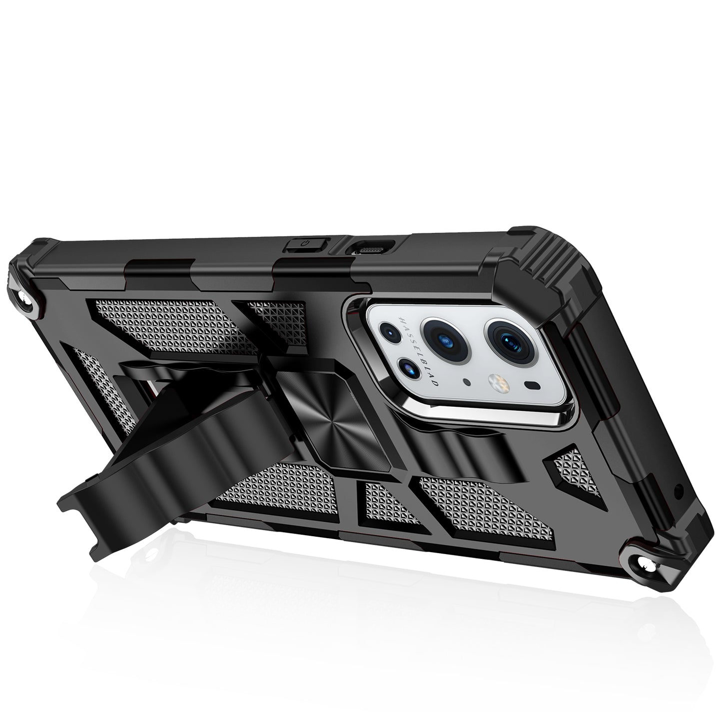 Armor Shockproof Kickstand PC TPU Phone Case with Magnetic Metal Sheet for OnePlus 9 Pro