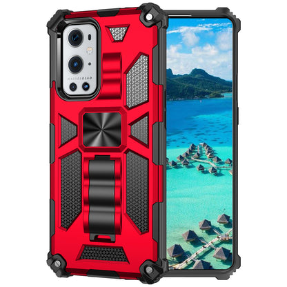 Armor Shockproof Kickstand PC TPU Phone Case with Magnetic Metal Sheet for OnePlus 9 Pro