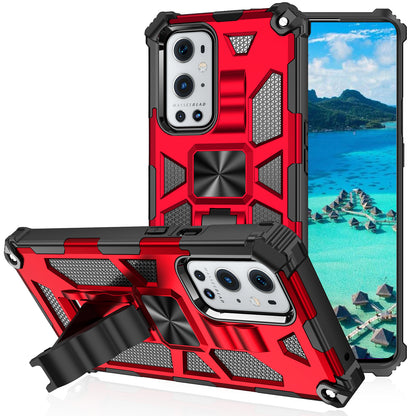 Armor Shockproof Kickstand PC TPU Phone Case with Magnetic Metal Sheet for OnePlus 9 Pro