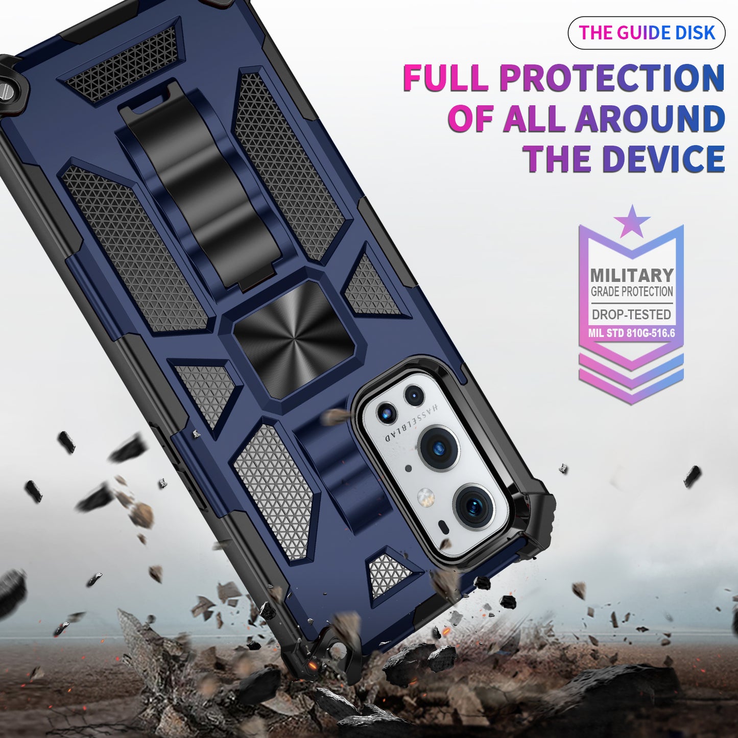 Armor Shockproof Kickstand PC TPU Phone Case with Magnetic Metal Sheet for OnePlus 9 Pro
