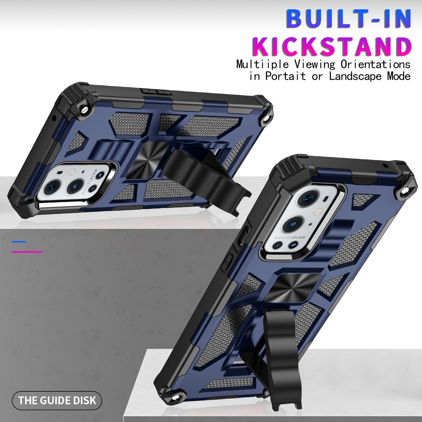 Armor Shockproof Kickstand PC TPU Phone Case with Magnetic Metal Sheet for OnePlus 9 Pro