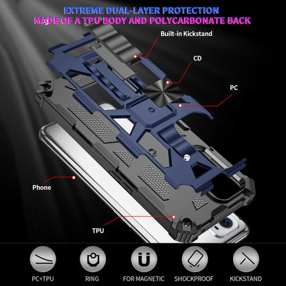 Armor Shockproof Kickstand PC TPU Phone Case with Magnetic Metal Sheet for OnePlus 9 Pro