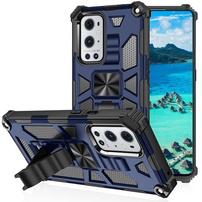 Armor Shockproof Kickstand PC TPU Phone Case with Magnetic Metal Sheet for OnePlus 9 Pro