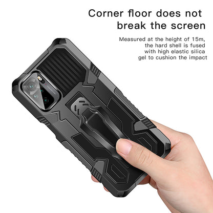 Plastic + TPU + Metal Hybrid Case Anti-Drop Kickstand Phone Cover for Xiaomi Poco M5s 4G / Redmi Note 10 4G / Note 10S 4G