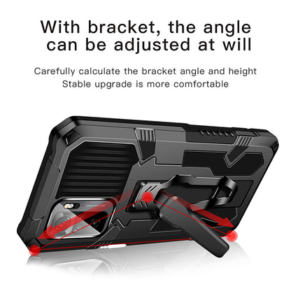 Plastic + TPU + Metal Hybrid Case Anti-Drop Kickstand Phone Cover for Xiaomi Poco M5s 4G / Redmi Note 10 4G / Note 10S 4G