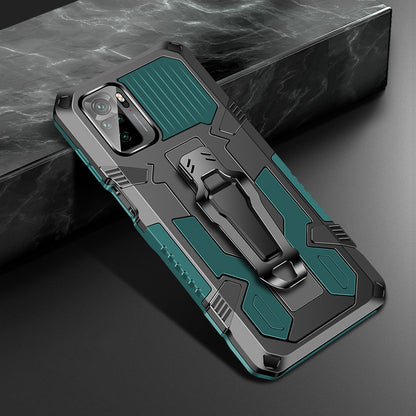 Plastic + TPU + Metal Hybrid Case Anti-Drop Kickstand Phone Cover for Xiaomi Poco M5s 4G / Redmi Note 10 4G / Note 10S 4G