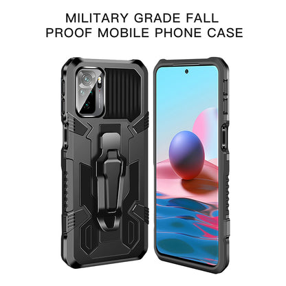 Plastic + TPU + Metal Hybrid Case Anti-Drop Kickstand Phone Cover for Xiaomi Poco M5s 4G / Redmi Note 10 4G / Note 10S 4G