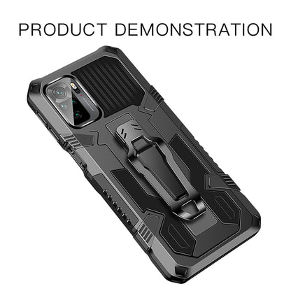Plastic + TPU + Metal Hybrid Case Anti-Drop Kickstand Phone Cover for Xiaomi Poco M5s 4G / Redmi Note 10 4G / Note 10S 4G