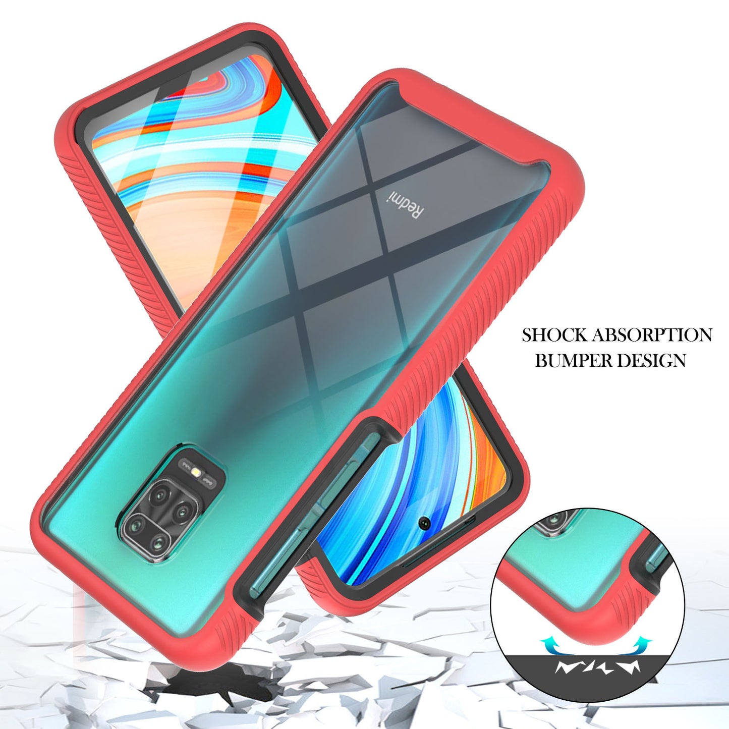 Full-Coverage Protection PC+TPU Protective Case with PET Screen Protector for Xiaomi Redmi Note 9S / Redmi Note 9 Pro / Redmi Note 9 Pro Max